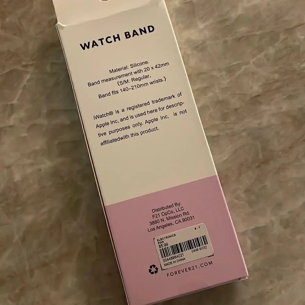 3 Apple Watch bands. Pink white. Purple.